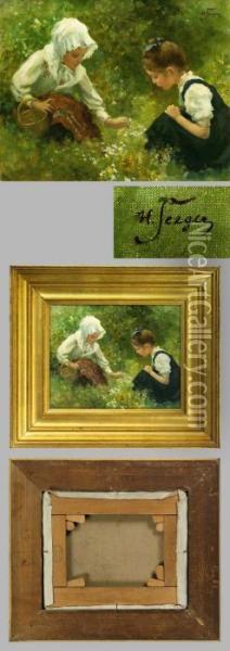 Spielende Kinder Auf Einer Sommerwiese Oil Painting - Hermann Seeger