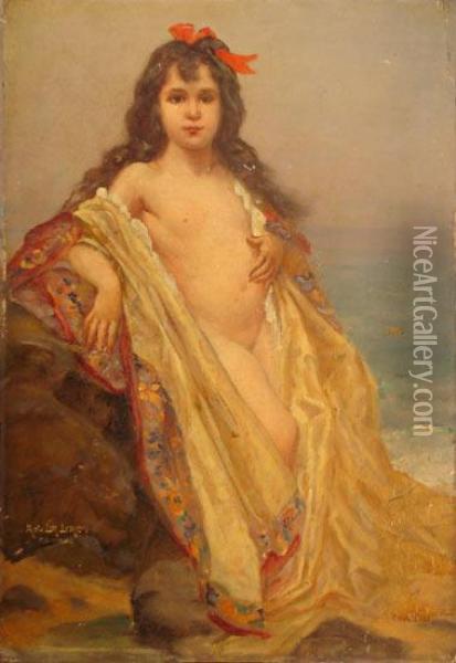Fillette De Bord De Mer Oil Painting - Adolphe Lalyre