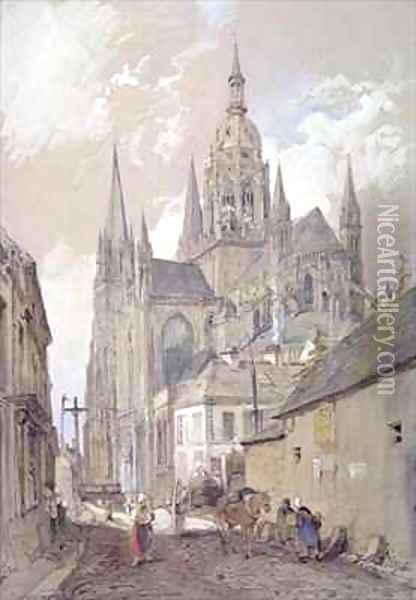 Bayeux Cathedral, View from the South East Oil Painting - John Burgess
