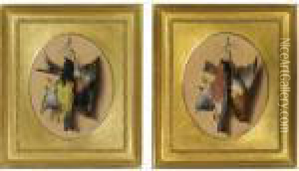 A Pair Of Still Lifes Of Songbirds Oil Painting - Michaelangelo Meucci