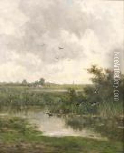 Opvliegende Eenden: Fluttering Ducks Oil Painting - Willem Roelofs