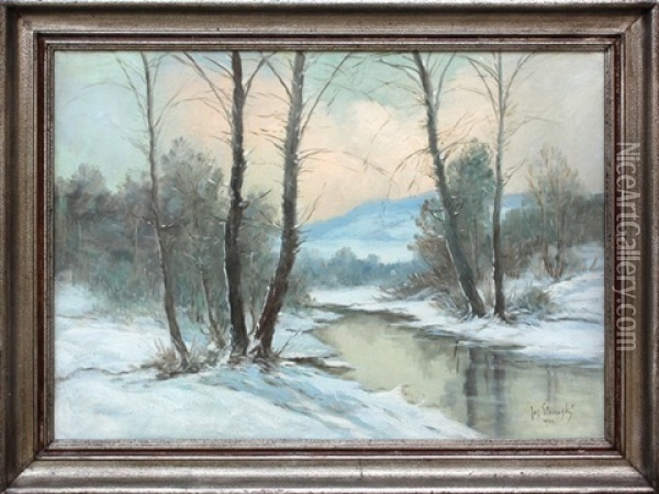 Jizera V Zime Oil Painting - Josef Stolovsky