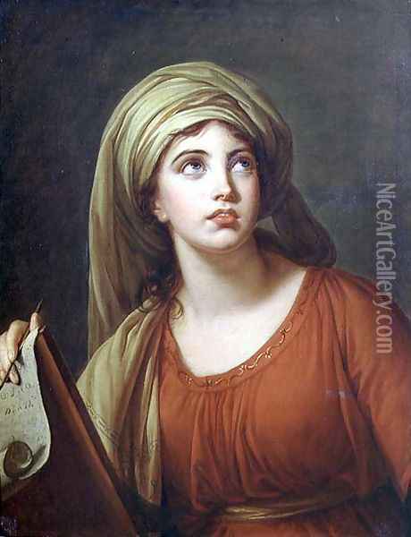 Portrait of Emma Hart c.1765-1815 later Lady Hamilton, as a Sibyl, c.1792 Oil Painting - Elisabeth Vigee-Lebrun