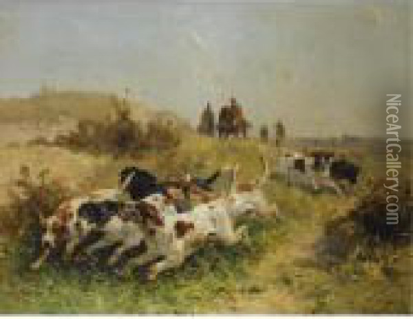 A Hunting Scene, Setters On The Scent Oil Painting - Henry Schouten