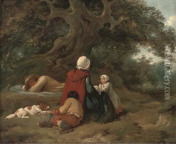 A Wayside Rest Oil Painting - George Morland