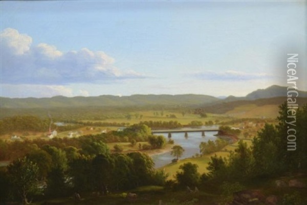 The Old Toll Bridge, Deerfield, Massachusetts Oil Painting - Charles Louis Heyde