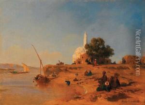 Au Bord Du Nil Oil Painting - Karl Girardet