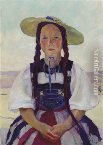 Madchen In Aargauertracht Oil Painting - Carl August Liner