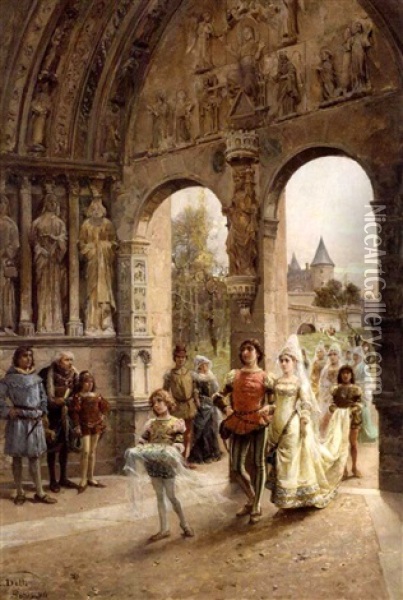 The Wedding Procession Oil Painting - Cesare Auguste Detti