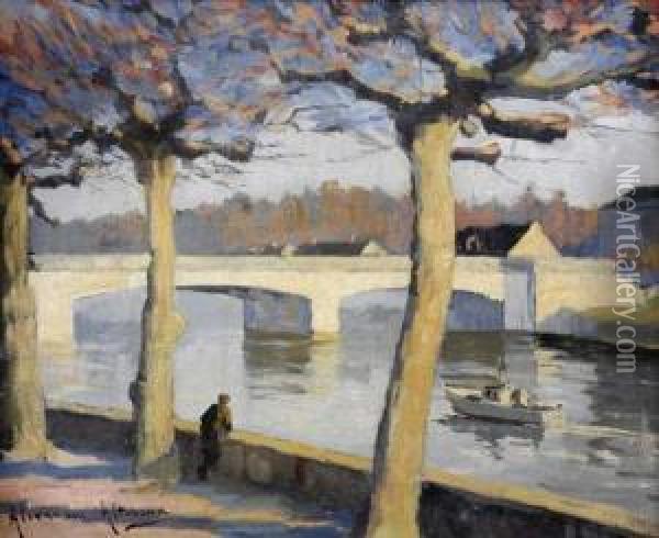 Paysage Au Canal Oil Painting - Alexander Altmann