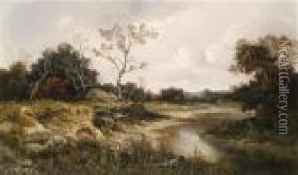 Flusslandschaft Oil Painting - Adolf Kaufmann