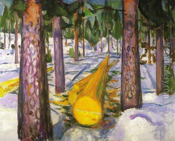 The Yellow Log Oil Painting - Edvard Munch