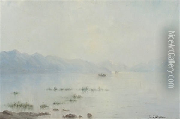 Mountain Lake Oil Painting - Leslie James Skelton