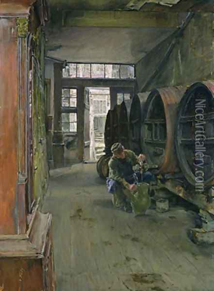 In the Vinegar Factory in Hamburg Oil Painting - Gotthardt Kuehl