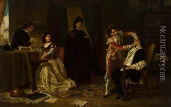 The Barber Of Seville Oil Painting - Robert Alexander Hillingford