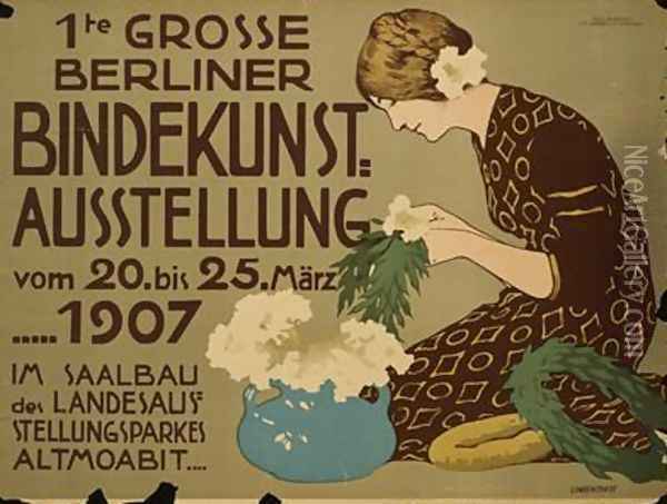 German advertisement for a floristry exhibition in Berlin Oil Painting - Hans Lindenstaedt