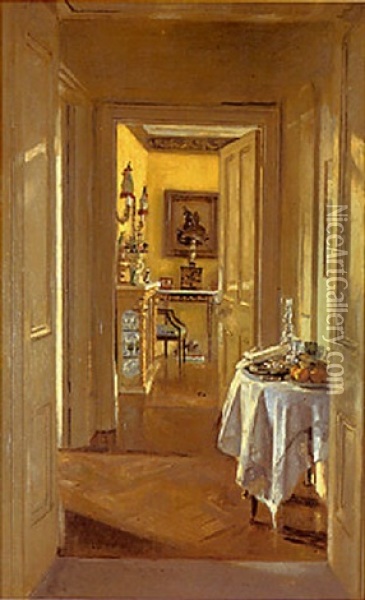 Interior, Dining Room, Sir John Lavery's House Oil Painting - Patrick William Adam