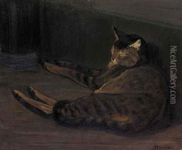 Chat dormant Oil Painting - Theophile Alexandre Steinlen