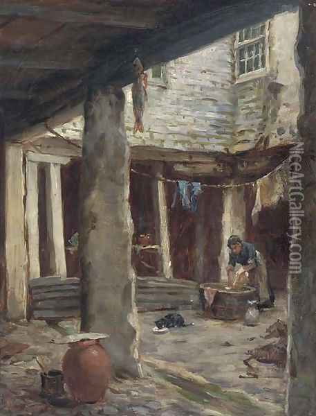 A fisherman's dwelling Oil Painting - William Banks Fortescue