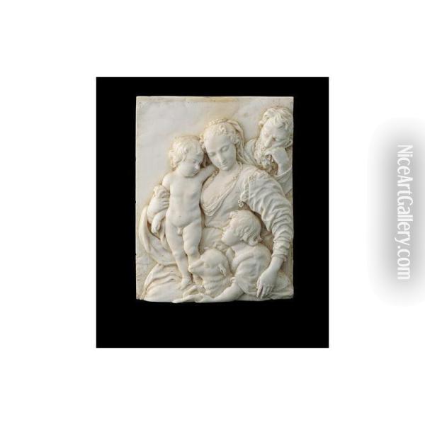 An Ivory Relief Of The Virgin And Child With Joseph And St. John Oil Painting - Joachim Henne