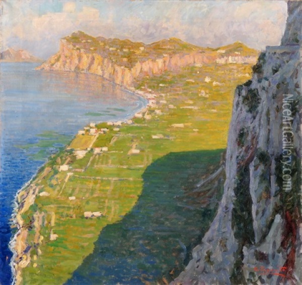 Ansicht Der Kuste Von Capri Oil Painting - Cesare Esposito