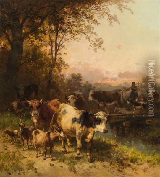 Heimkehr Der Herde Oil Painting - Conrad Buehlmayer