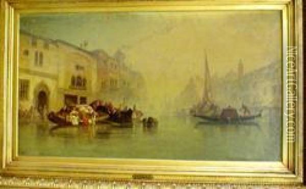 Venice At Sunset Oil Painting - George Washington Nicholson