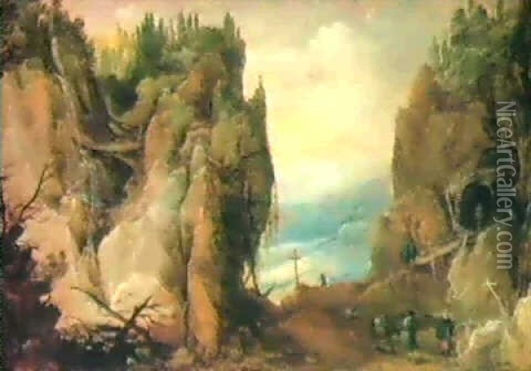 Paysage De Montagne Avec Ermite Oil Painting - Joos de Momper the Younger