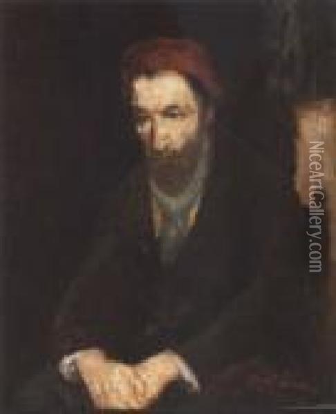 Portrait Of A Jewish Man Oil Painting - Jozef Israels