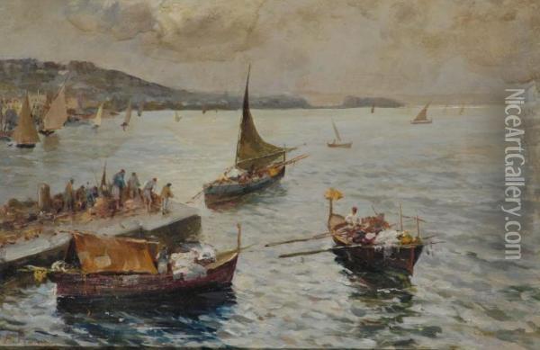 Pescatori Oil Painting - Attilio Pratella