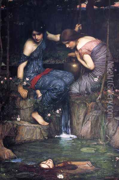 Nymphs finding the Head of Orpheus (or Women with Water Jugs) Oil Painting - John William Waterhouse