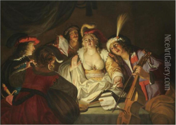 A Musical Company Oil Painting - Gerard Seghers
