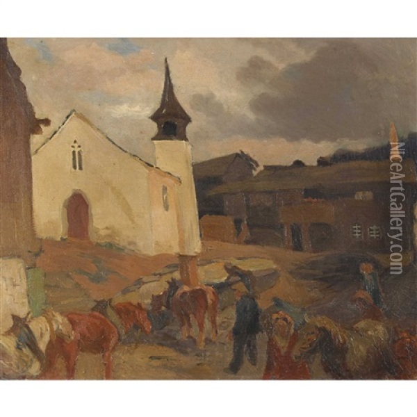 Village Dans Le Haut-valais Oil Painting - Louis Dunki
