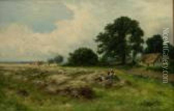'haytime In Surrey Oil Painting - Daniel Sherrin