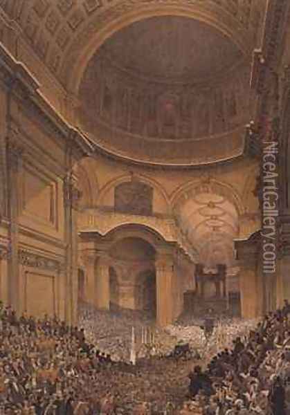 Duke of Wellingtons Funeral in St Pauls Cathedral Oil Painting - Louis Haghe