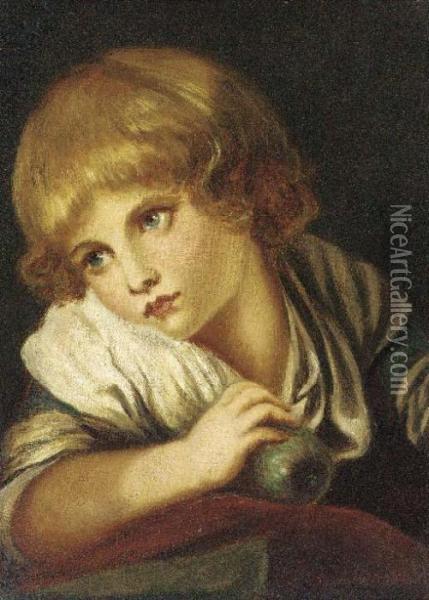 The Child With An Apple Oil Painting - Jean Baptiste Greuze