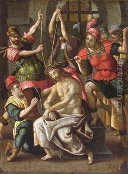Christ With Thorns Oil Painting - Gillis Mostaert the Elder