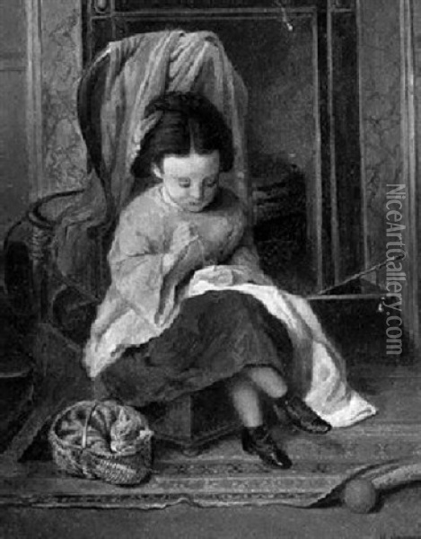 The Young Seamstress Oil Painting - Harry Goodwin