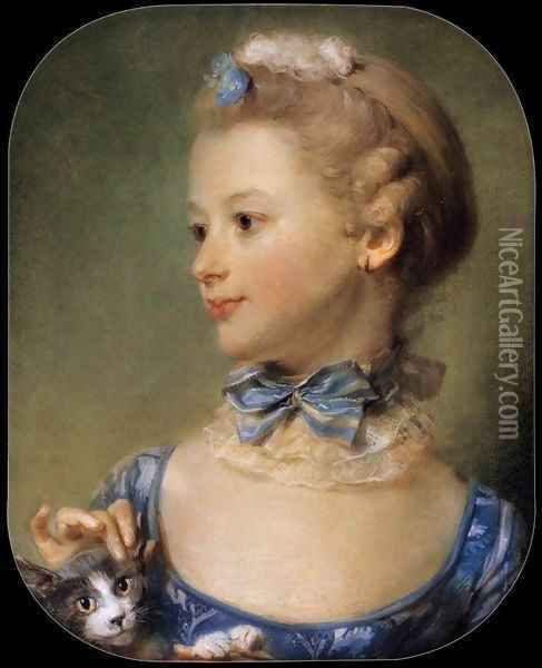 Madmoiselle Huquier Oil Painting - Jean-Baptiste Perronneau