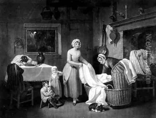 Rustic Hours Night, engraved by H. Gillbank Oil Painting - Francis Wheatley
