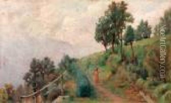 Sentiero Sulle Alture - 1890 Circa Oil Painting - Filadelfo Simi