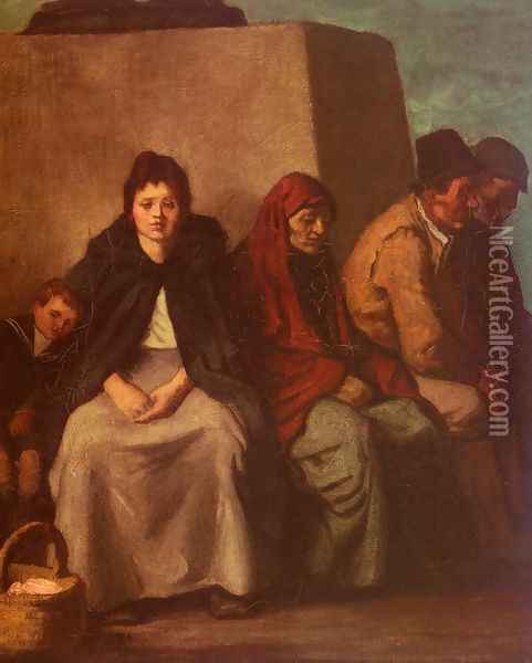 At The Foot Of The Statue Oil Painting - William Strang