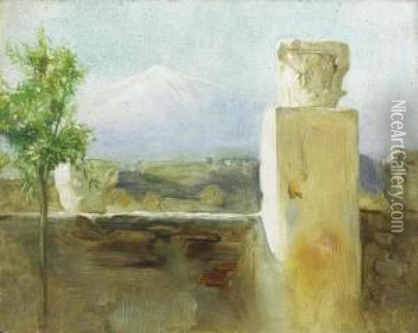 Mount Etna From Taormina Oil Painting - Arthur Hacker