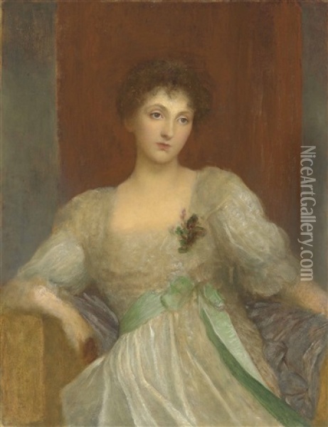 Portrait Of Norah Lindsay (1873-1948) Oil Painting - George Frederick Watts