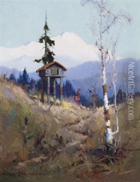 Food Cache With Mt. Mckinley Oil Painting - Sydney Mortimer Laurence