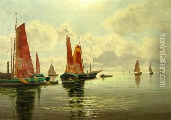 Segelboote Oil Painting - Ernst Lorenz-Murowana