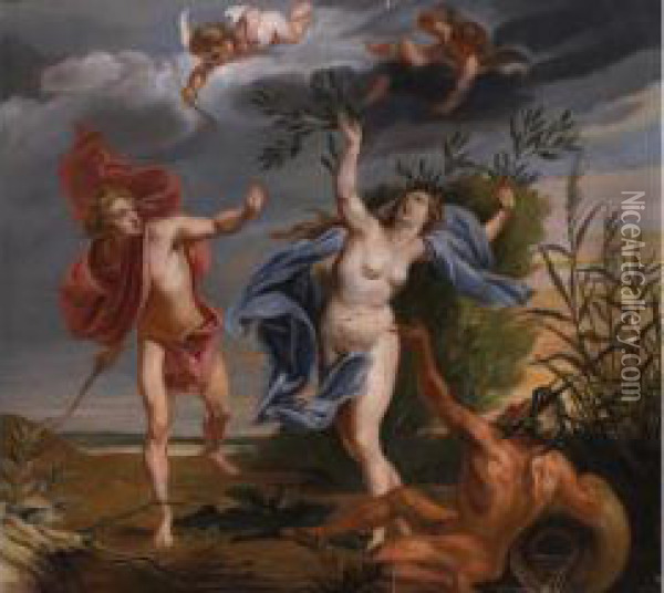 Apollo Und Daphne Oil Painting - Jan Van Cleve