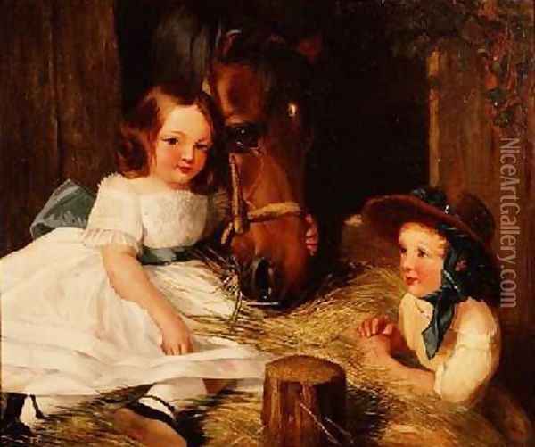 Two Children and a Pony Oil Painting - Landseer, Sir Edwin