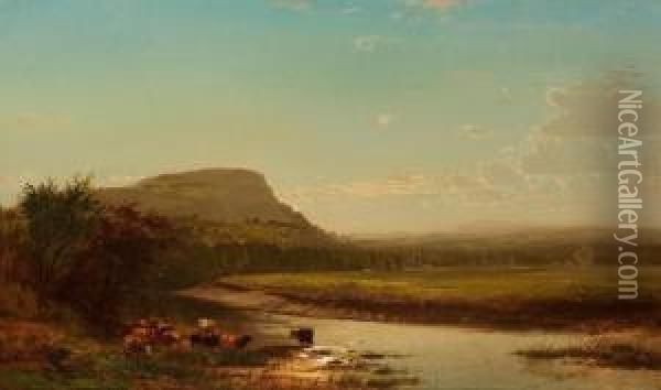 Sunset On The Hudson Oil Painting - Arthur Parton