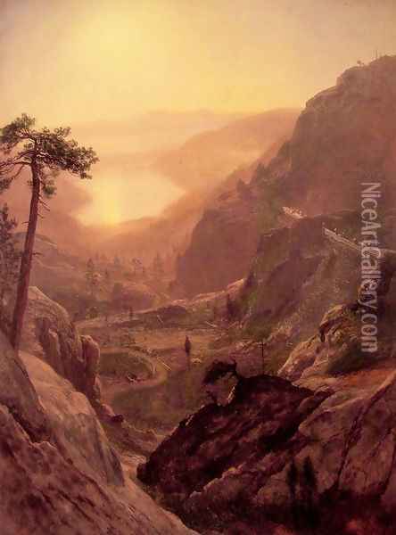 View Of Donner Lake California Oil Painting - Albert Bierstadt